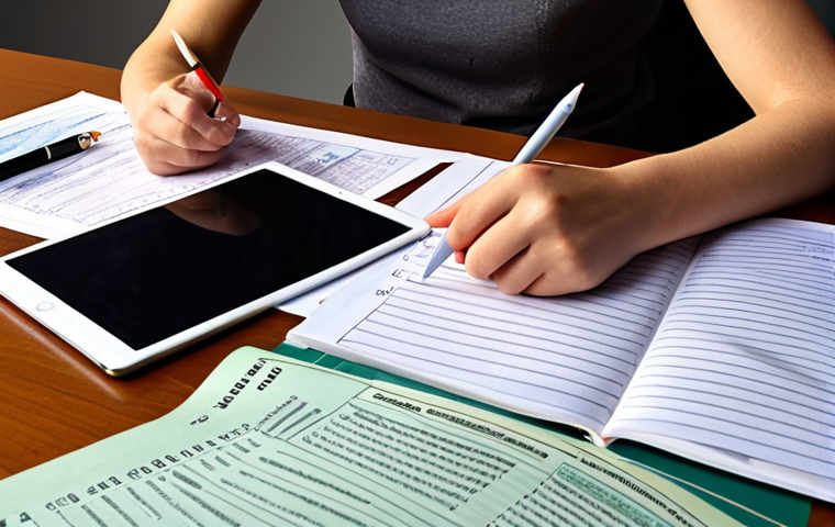 **

Studying for the CPA exam. A focused student diligently working through FAR (Financial Accounting & Reporting) materials. Books and notes are scattered on the desk. Emphasize concentration, the challenging nature of the subject, and the dedication required. Could include a digital study aid like a tablet.

**