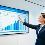 A professional Certified Public Accountant, a male or female, in their late 30s to early 40s, dressed in a sleek, modern business suit. Standing confidently in a bright, contemporary office space, looking thoughtfully at a large transparent screen displaying intricate data visualizations and futuristic financial projections. One hand is gesturing towards the screen, conveying strategic insight. The atmosphere is innovative and forward-thinking. Soft, professional studio lighting, emphasizing clarity and sophistication. High-resolution, professional photography, perfect anatomy, correct proportions, natural pose, well-formed hands, proper finger count, fully clothed, modest clothing, appropriate attire, professional dress, safe for work, appropriate content, professional, family-friendly.