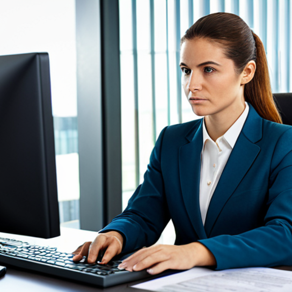 **

A confident female Certified Public Accountant (CPA) in a modern office setting, fully clothed in professional attire (business suit), reviewing financial documents on a computer. Soft, natural lighting. Focus on the importance of adapting to updated accounting standards like IFRS. Perfect anatomy, correct proportions, well-formed hands. Safe for work, appropriate content, professional, high quality.

**