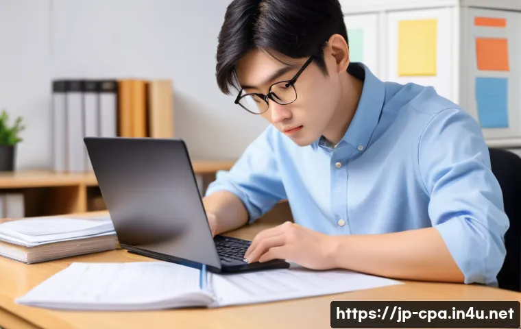 CPA 공부 계획표 작성하기 - **Prompt: Focused CPA Study Session**
    A young Japanese adult, aged around 20-25, diligently stud...