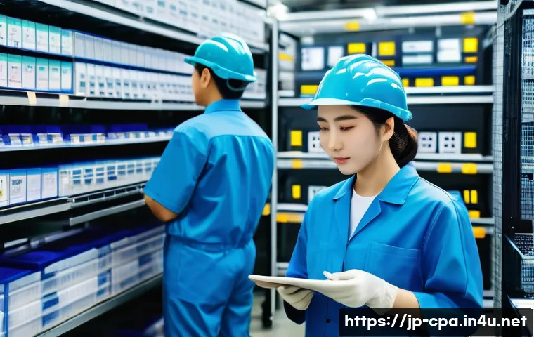 공인회계사와 산업별 감사 사례 - A detailed scene inside a modern manufacturing factory in Japan, showing workers in clean uniforms a...