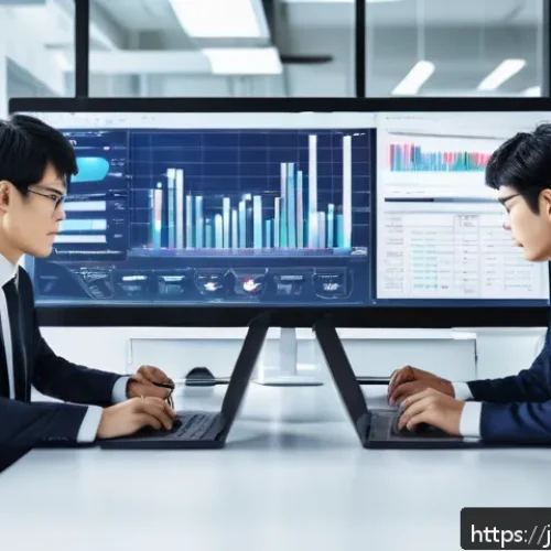 공인회계사와 세무 리스크 관리 - A modern Japanese office scene showing a diverse team of accountants and tax auditors analyzing big ...