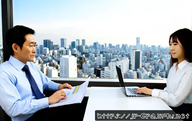 CPA 취업 시장 트렌드 - Photorealistic modern Japanese accounting professional in business attire reviewing financial charts...